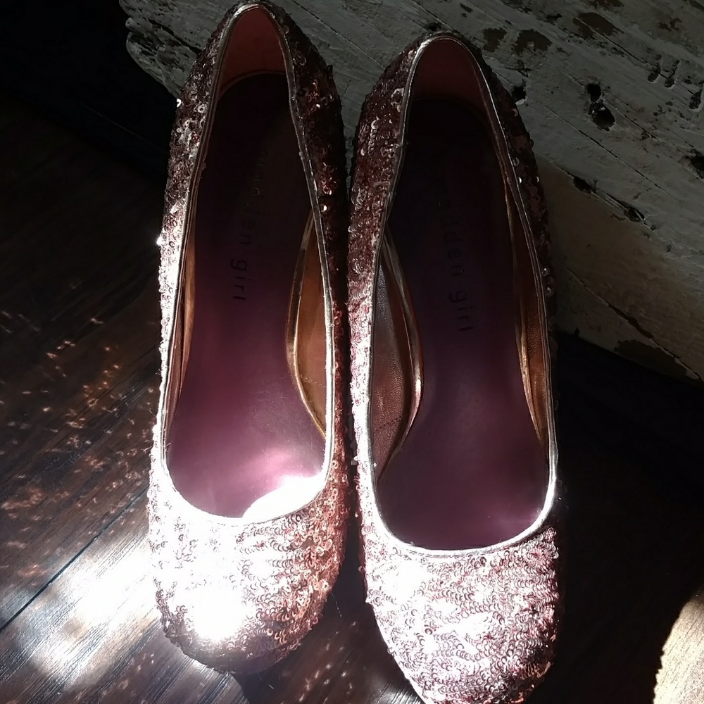 Rose gold platform heels